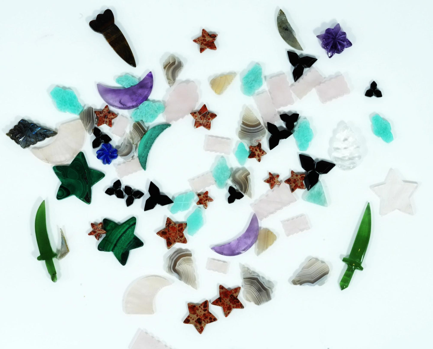 Mixed Gemstones (Malachite, Rose Quartz, Agate, Labradorite, Amethyst, Howlite)